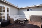 Back deck offers lots of great seating options
